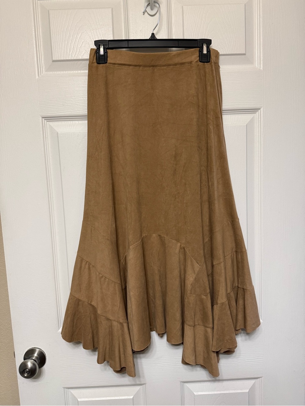 Vintage Y2K Faux Suede Cascading Ruffles Skirt